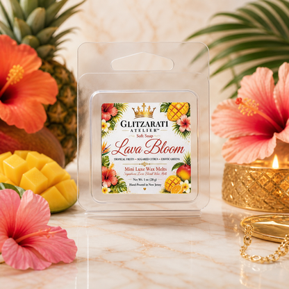 Lava Bloom | Signature Luxe Blend Wax Melt | Tropical Fruits, Sugared Citrus & Exotic Greens | 1 oz Clamshell | Glitzarati Atelier™