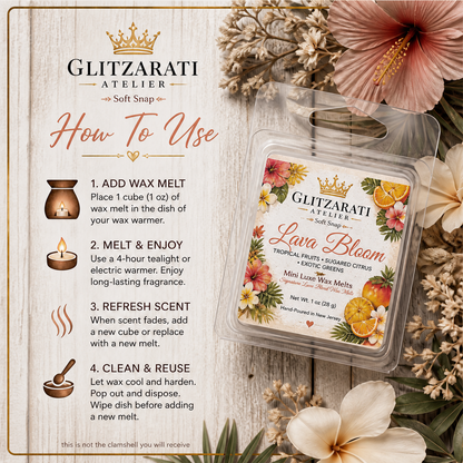 Love Aura | Signature Luxe Blend Wax Melt | Apple, Peach, Cherry Blossom & Soft Vanilla | 1 oz Clamshell | Glitzarati Atelier™