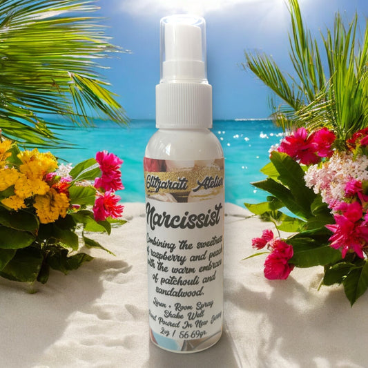 Glitzarati Atelier Linen & Room Fine Mist Spray - Narcissist - Natural Odor Eliminizer - Travel Size 2oz