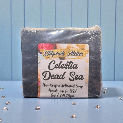 Celestia Dead Sea Exfoliating Soap Bar – Peppermint, Bourbon & Minerals | Cold Process Vegan Skincare | Glitzarati Atelier