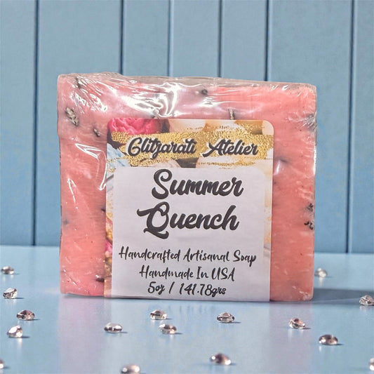 Summer Quench Soap Bar – Watermelon Lemonade with Aloe & Oats | Cold Process Vegan Skincare | Glitzarati Atelier