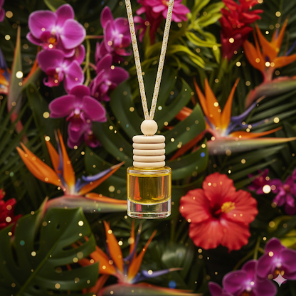 Narcissist Hanging Car Diffuser – Sweet Peach, Raspberry & Sandalwood | 8ml Glass Freshener by Glitzarati Atelier