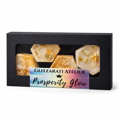 Sacred Crown™ Manifestation Bee Melts – Prosperity Glow | Frankincense, Myrrh, Chamomile & Bay Leaf | Coconut Soy Wax | Set of 4 Bees | Net Wt. 2.8 oz | Glitzarati Atelier