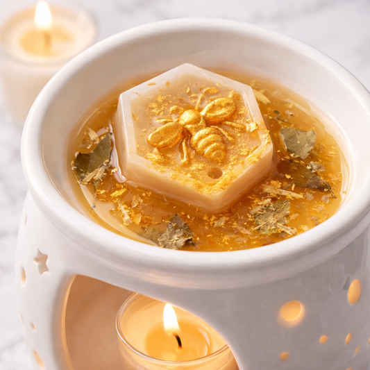 Sacred Crown™ Manifestation Bee Melts – Wealth Crown | Frankincense, Myrrh, Bay Leaf & Calendula | Coconut Soy Wax | Set of 4 Bees | Net Wt. 2.8 oz | Glitzarati Atelier