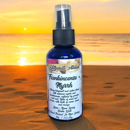 Frankincense & Myrrh Linen & Room Fine Mist Spray Bottle 4oz Natural Odor Eliminator