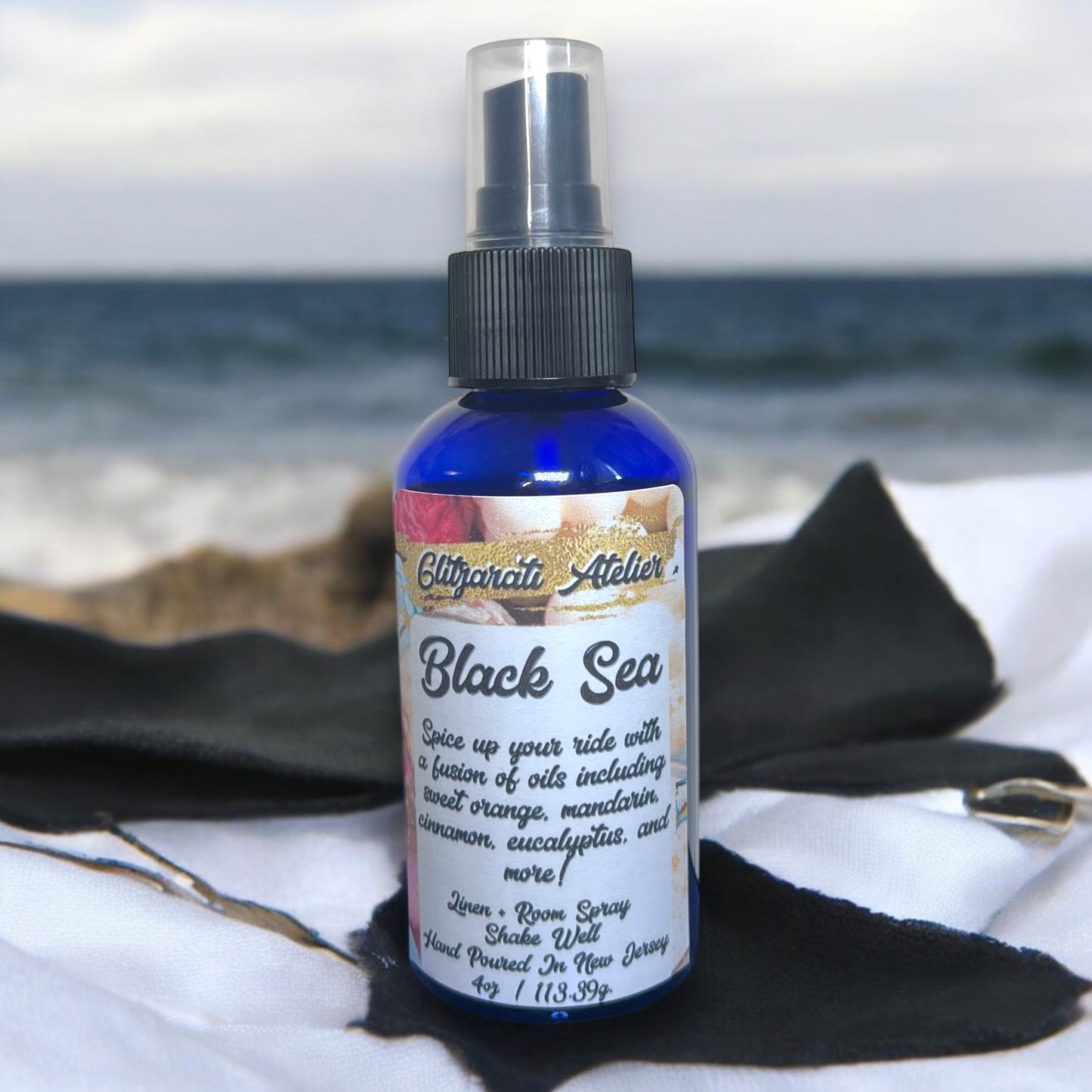 Black Sea Linen & Room Fine Mist Spray Bottle 4oz Natural Odor Eliminator