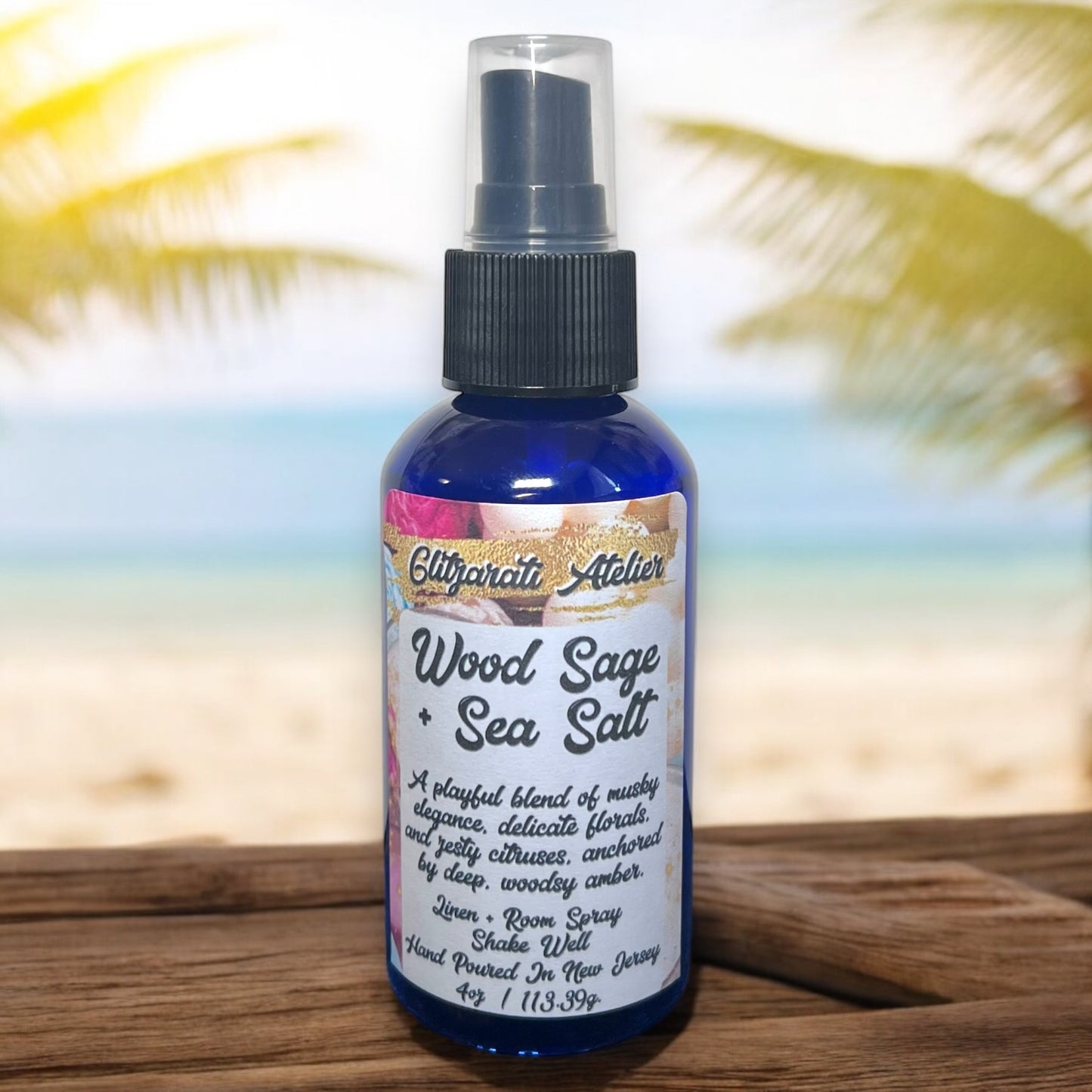 Wood Sage & Sea Salt Linen & Room Fine Mist Spray Bottle 4oz Natural Odor Eliminator