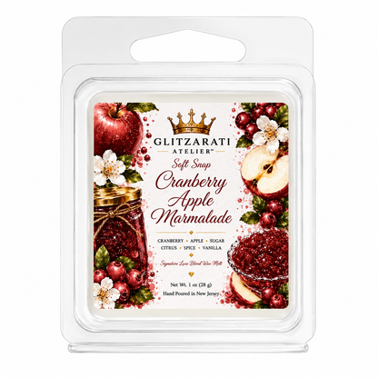 Cranberry Apple Marmalade | Signature Luxe Blend Wax Melt | Cranberry, Apple, Citrus Sugar & Warm Spice | 1 oz Clamshell | Glitzarati Atelier™
