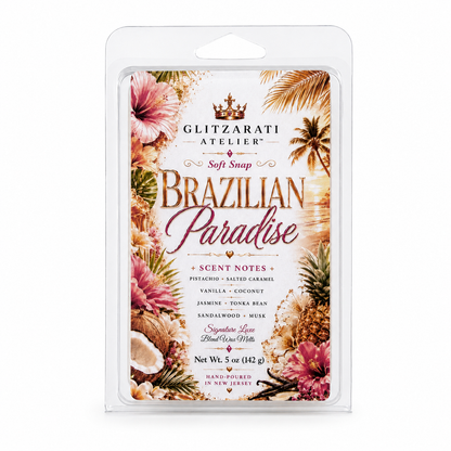 Brazilian Paradise | Signature Luxe Blend Wax Melt | Pistachio, Coconut Cream & Salted Caramel | 5 oz Clamshell | Glitzarati Atelier™