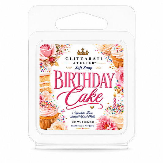 Birthday Cake | Signature Luxe Blend Wax Melt | Vanilla Cake, Sweet Frosting & Bakery Sugar | 1 oz Clamshell | Glitzarati Atelier™