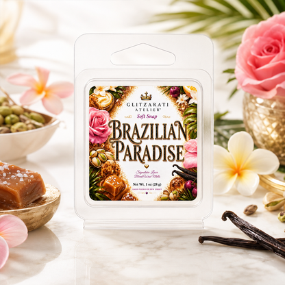 Brazilian Paradise | Signature Luxe Blend Wax Melt | Pistachio, Coconut Cream & Salted Caramel | 1 oz Clamshell | Glitzarati Atelier™