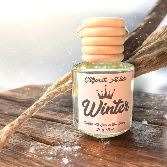 Winter Scented Glass Hanging Car Oil Diffuser Freshener 8ml