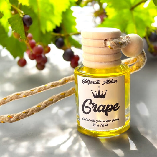 Grape Hanging Glass Car Oil Diffuser Freshener 8ml
