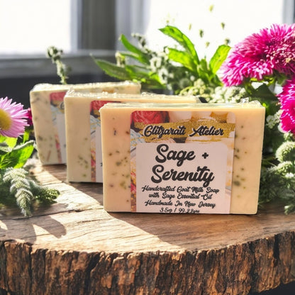 Glitzarati Atelier Naturals Goat Milk Sage + Serenity 3.5 oz Soap Bar