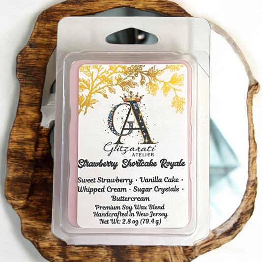 Strawberry Shortcake Royale Luxe Iridescent Wax Melts – Sweet Strawberry, Vanilla Cake & Whipped Cream • 2.8 oz | Glitzarati Atelier