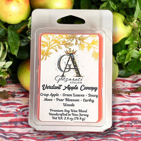 Verdant Apple Canopy Luxe Iridescent Wax Melts – Crisp Apple, Green Leaves & Dewy Moss • 2.8 oz | Glitzarati Atelier