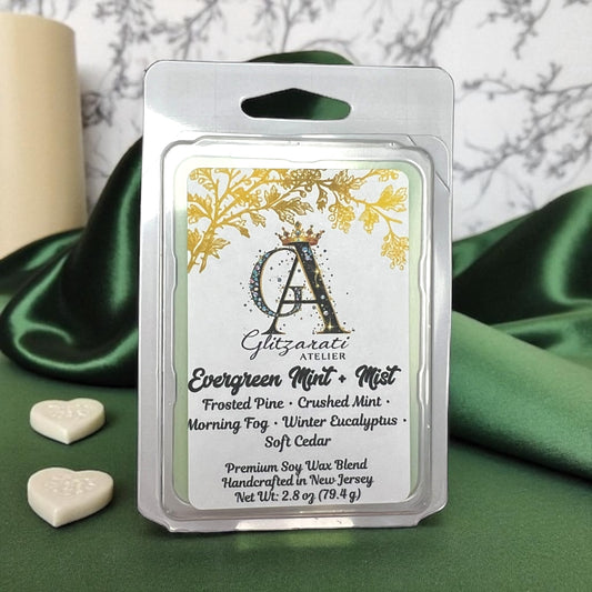 Evergreen Mint & Mist Luxe Iridescent Wax Melts – Frosted Pine, Crushed Mint & Morning Fog • 2.8 oz | Glitzarati Atelier