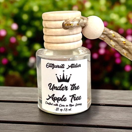 Under the Apple Tree Hanging Car Diffuser – Crisp Apple, Blossoms & Sunlit Leaves | 8ml Glass Freshener by Glitzarati Atelier