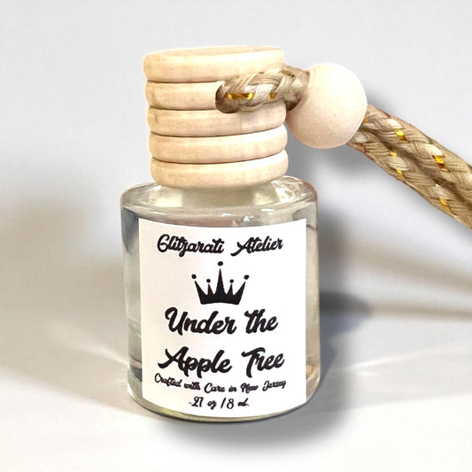 Under the Apple Tree Hanging Car Diffuser – Crisp Apple, Blossoms & Sunlit Leaves | 8ml Glass Freshener by Glitzarati Atelier