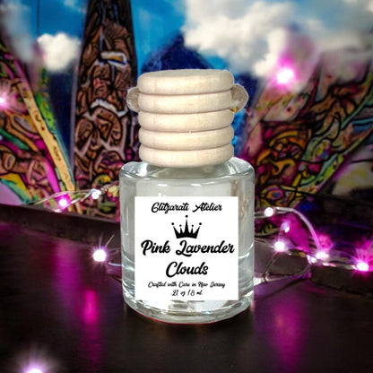 Pink Lavender Clouds Scented Glass Hanging Car Oil Diffuser Freshener 8ml