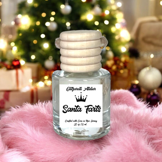 Santa Farts Scented Glass Hanging Car Oil Diffuser Freshener 8ml