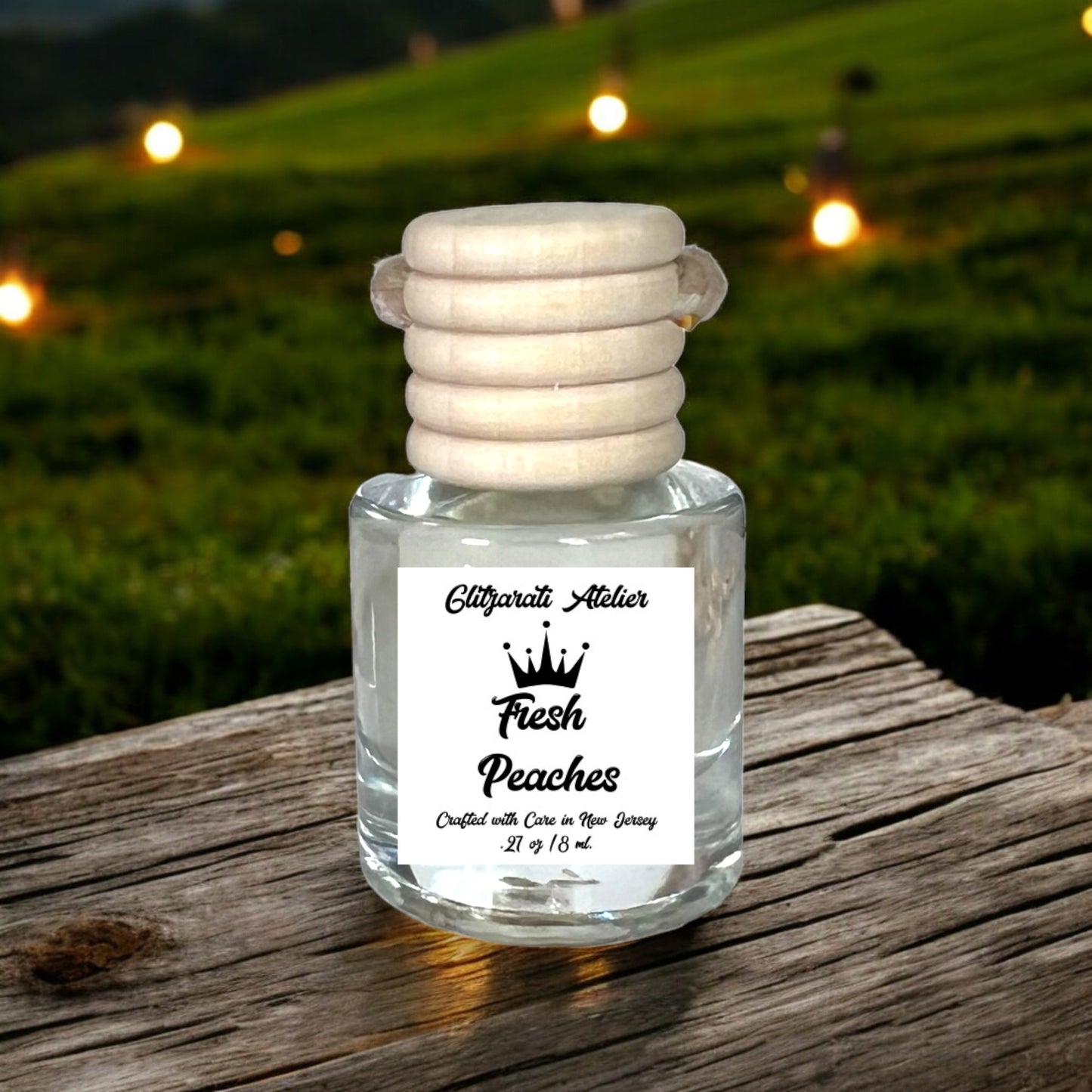 Fresh Peaches Hanging Glass Car Oil Diffuser Freshener 8ml