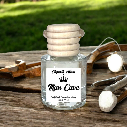 Man Cave Hanging Glass Car Oil Diffuser Freshener 8ml