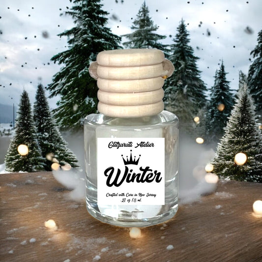 Winter Scented Glass Hanging Car Oil Diffuser Freshener 8ml