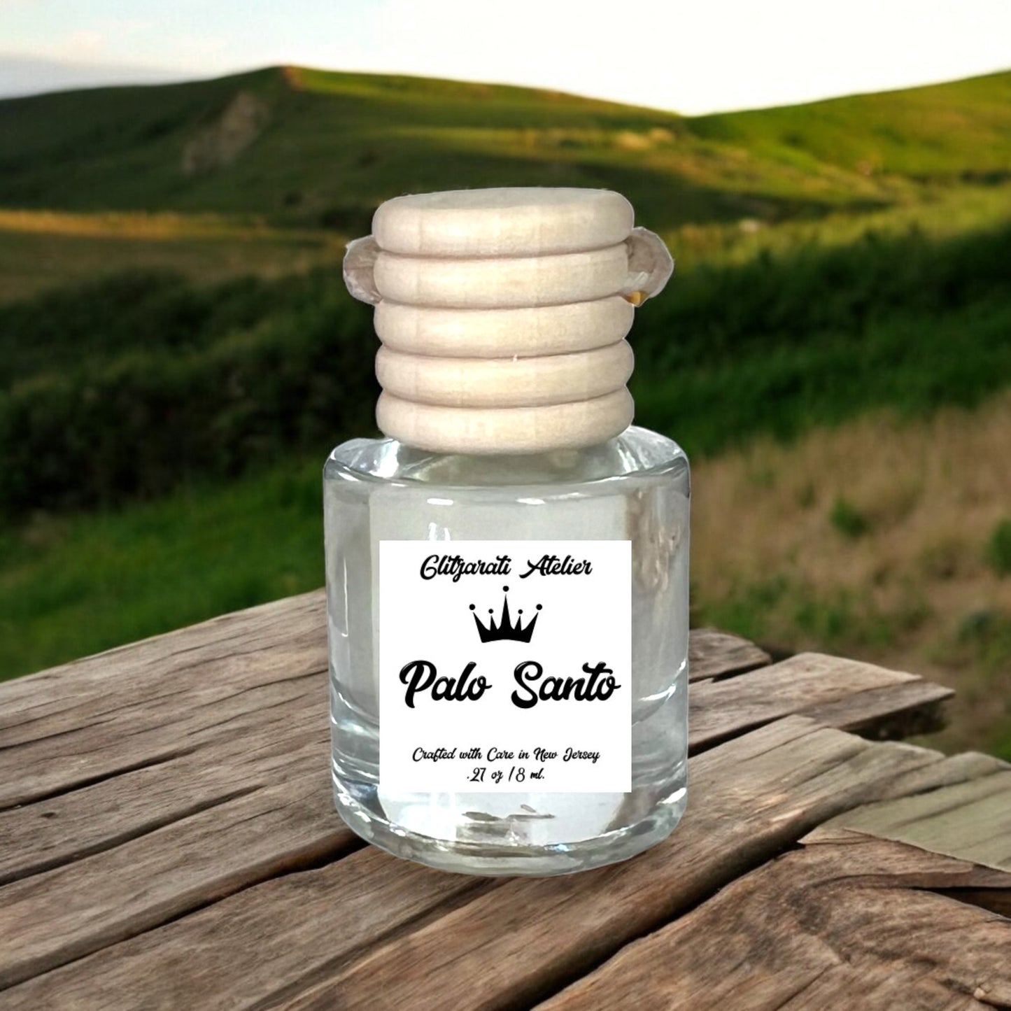 Palo Santo Hanging Glass Car Oil Diffuser Freshener 8ml