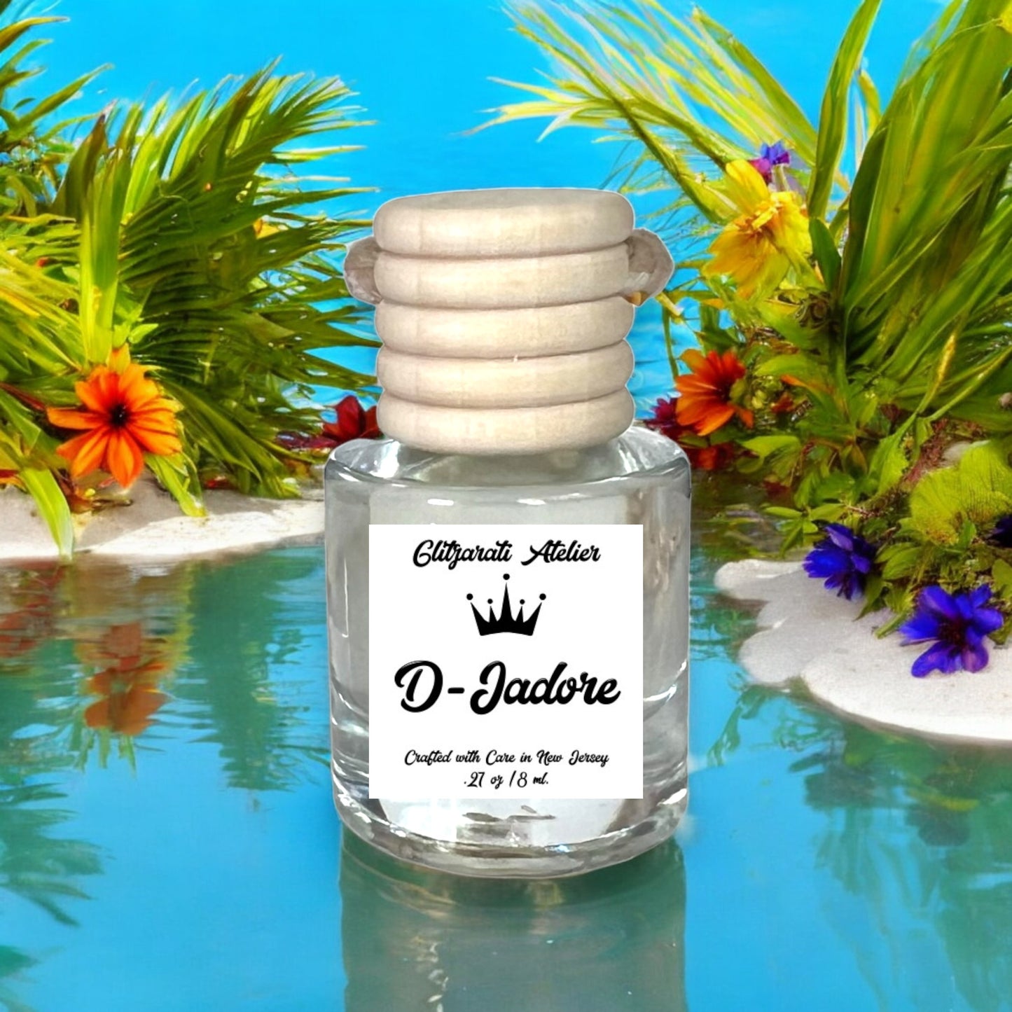 D-Jadore Scented Glass Hanging Car Oil Diffuser Freshener 8ml