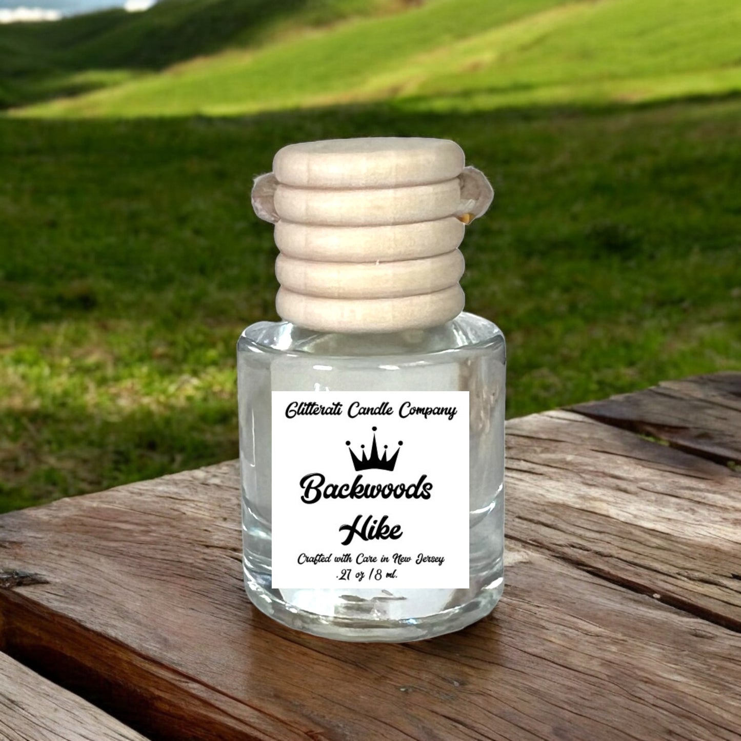 Backwood Hike Hanging Glass Car Oil Diffuser Freshener 8ml