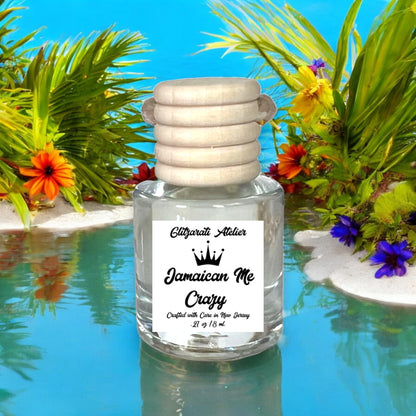 Jamaican Me Crazy Hanging Glass Car Oil Diffuser Freshener 8ml