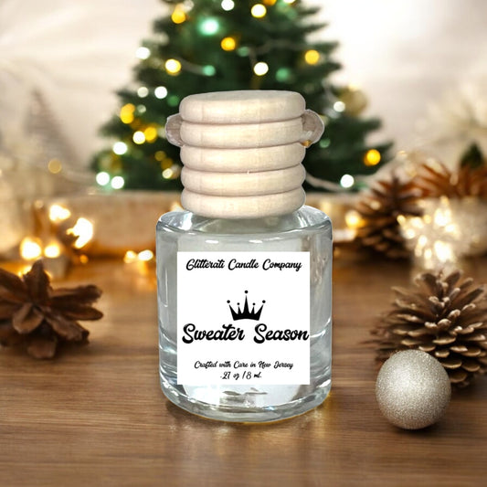 Sweater Season Scented Hanging Glass Car Oil Diffuser Freshener 8ml