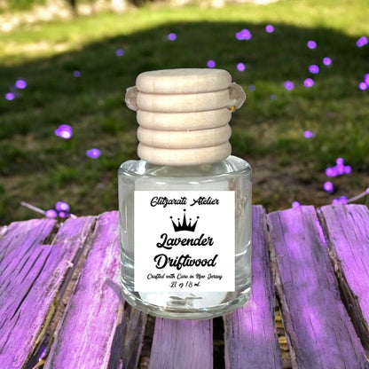 Lavender Driftwood Scented Glass Hanging Car Oil Diffuser Freshener 8ml