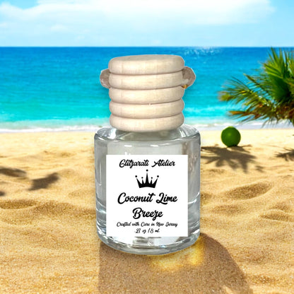 Coconut Lime Breeze Scented Hanging Glass Car Oil Diffuser Freshener 8ml