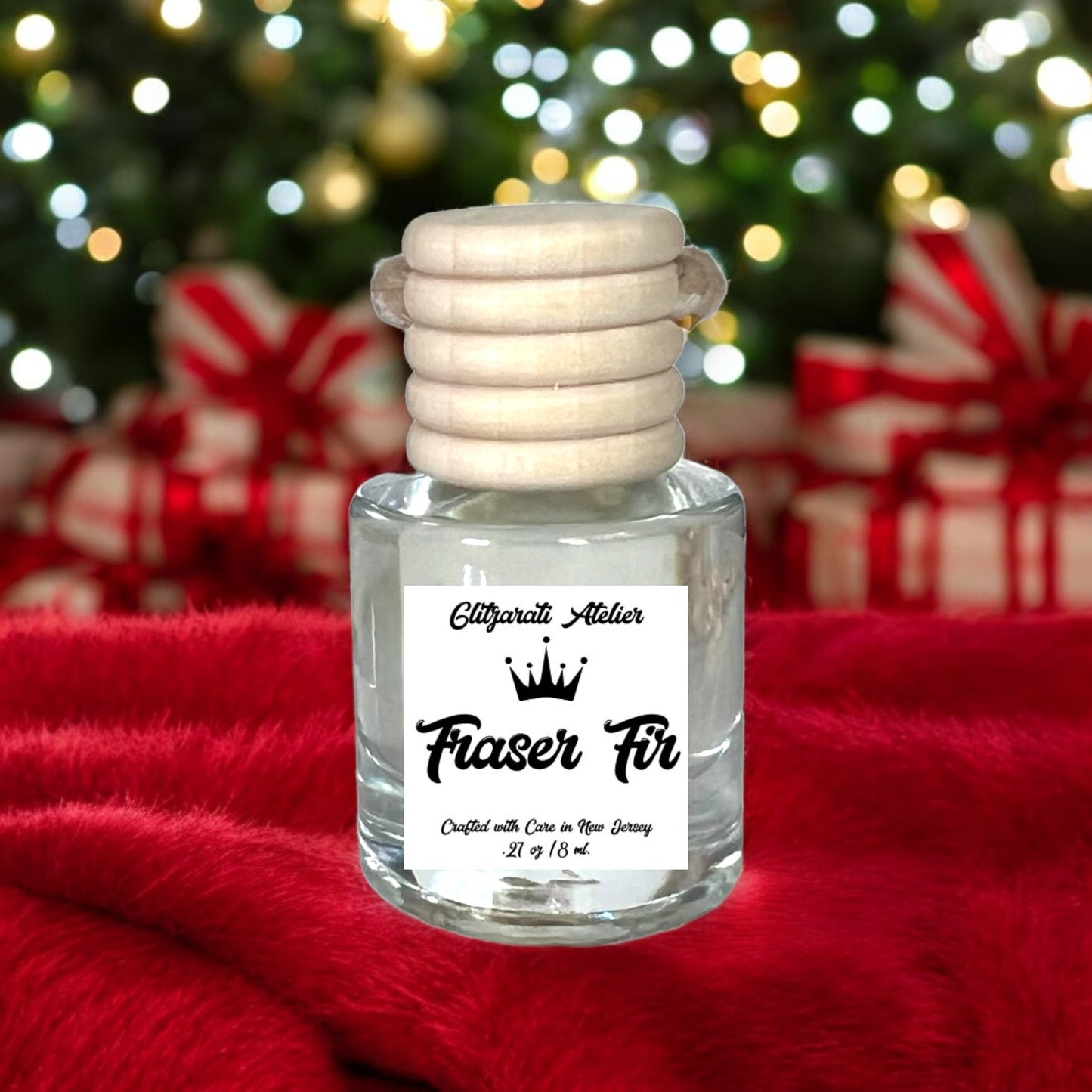 Fraser Fir Scented Hanging Glass Car Oil Diffuser Freshener 8ml