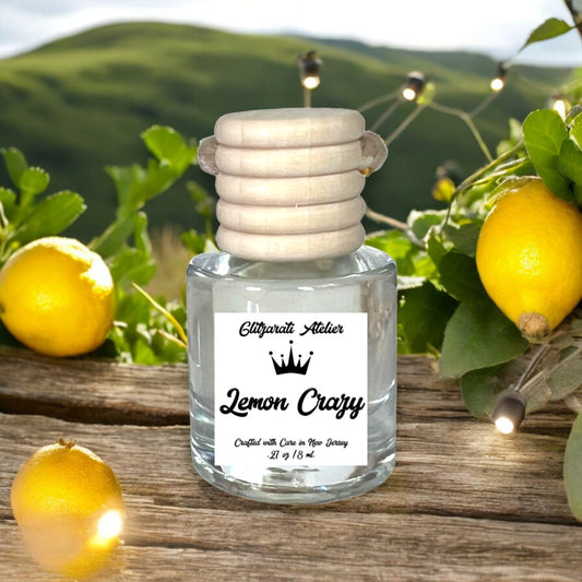 Lemon Crazy Hanging Glass Car Oil Diffuser Freshener 8ml