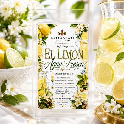 El Limón Agua Fresca | Signature Luxe Blend Wax Melt | Fresh Lime, Lemon Zest & Sweet Mandarin | 5 oz Clamshell | Glitzarati Atelier™