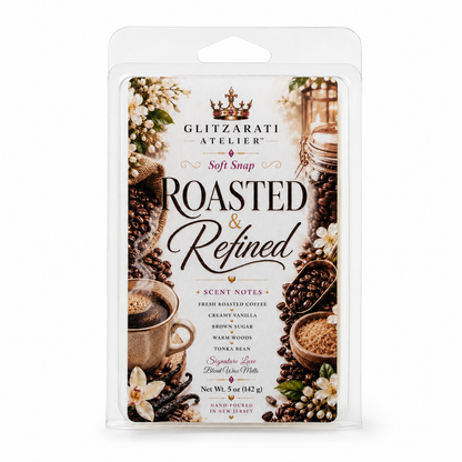 Roasted & Refined | Signature Luxe Blend Wax Melt | Fresh Brewed Coffee, Dark Roast & Espresso | 5 oz Clamshell | Glitzarati Atelier™