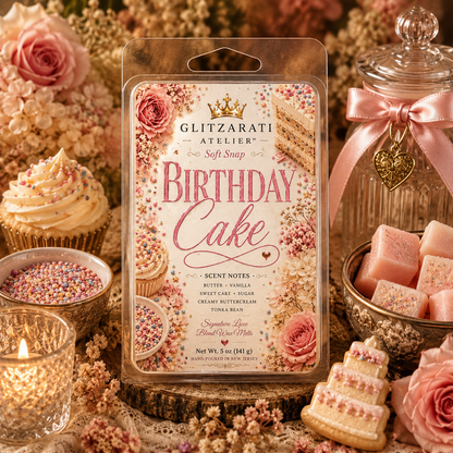 Birthday Cake | Signature Luxe Blend Wax Melt | Vanilla Cake, Sweet Frosting & Bakery Sugar | 5 oz Clamshell | Glitzarati Atelier™