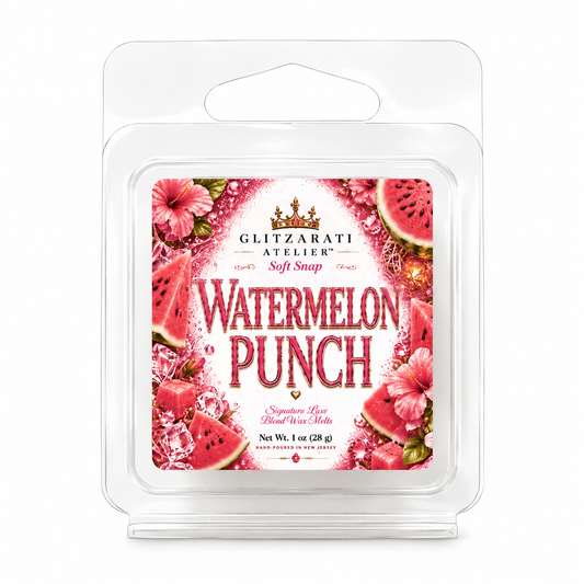 Watermelon Punch | Signature Luxe Blend Wax Melt | Sugared Watermelon, Fresh Orange & Sweet Berry | 1 oz Clamshell | Glitzarati Atelier™