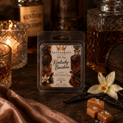 Kentucky Bourbon | Signature Luxe Blend Wax Melt | Bourbon, Vanilla & Smoked Woods | 1 oz Clamshell | Glitzarati Atelier™