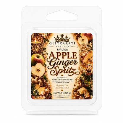 Glitzarati Atelier Apple Ginger Spritz wax melt packaging on a white background