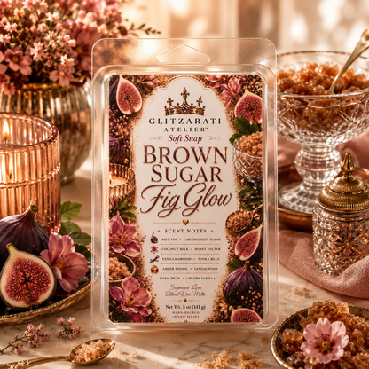 Brown Sugar Fig Glow | Signature Luxe Blend Wax Melt | Ripe Fig, Caramelized Sugar & Creamy Vanilla | 5 oz Clamshell | Glitzarati Atelier™