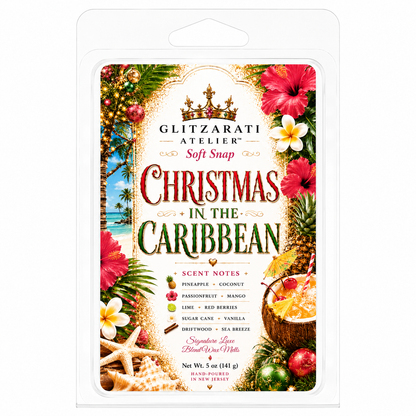 Christmas In The Caribbean | Signature Luxe Blend Wax Melt | Pineapple, Coconut & Sea Breeze Vanilla | 5 oz Clamshell | Glitzarati Atelier™