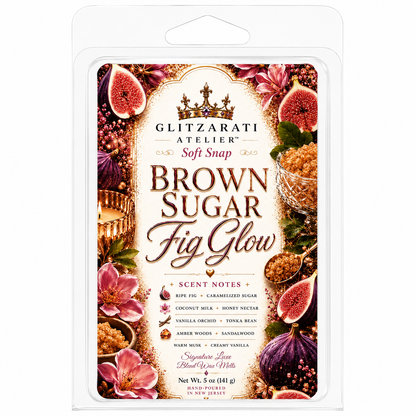 Brown Sugar Fig Glow | Signature Luxe Blend Wax Melt | Ripe Fig, Caramelized Sugar & Creamy Vanilla | 5 oz Clamshell | Glitzarati Atelier™