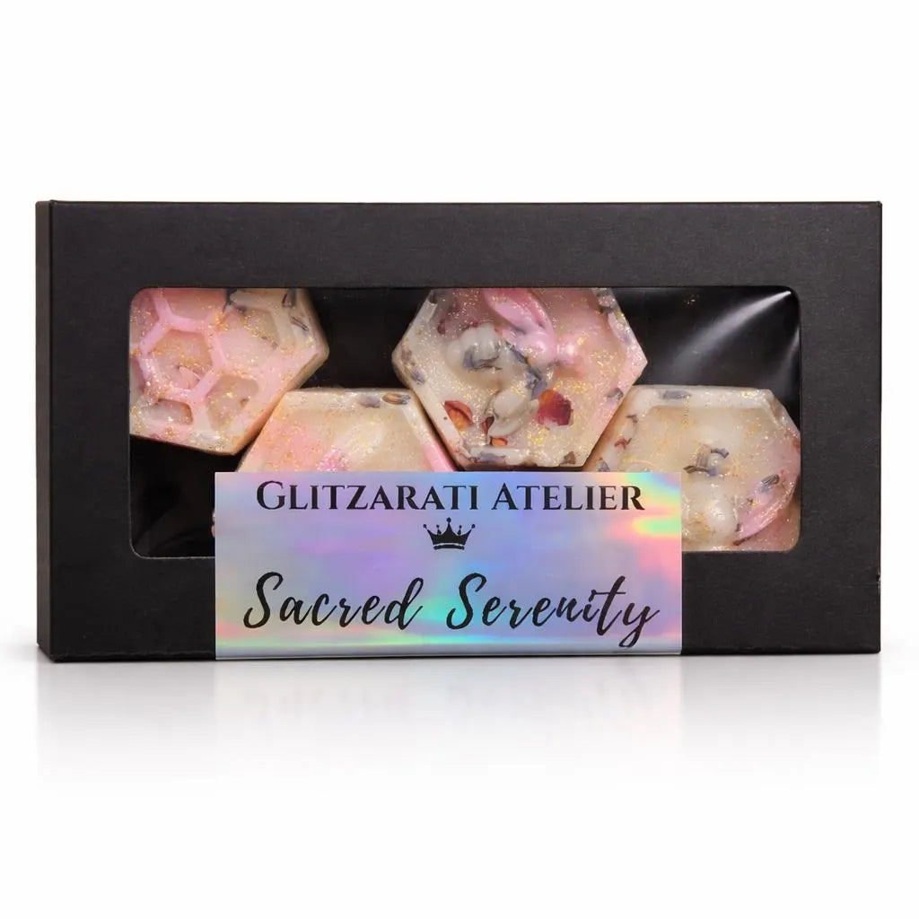 Sacred Crown™ Manifestation Bee Melts – Sacred Serenity | Frankincense, Myrrh, Rose & Lavender | Set of 4 Luxe Wax Melts | Net Wt. 2.8 oz