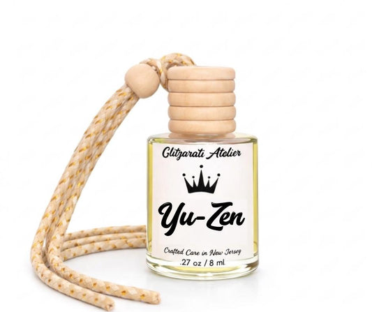 Yu-Zen | Luxe Hanging Car Diffuser | Salted Yuzu, Bergamot & Sun-Bleached Cedar | Refillable Glass Freshener