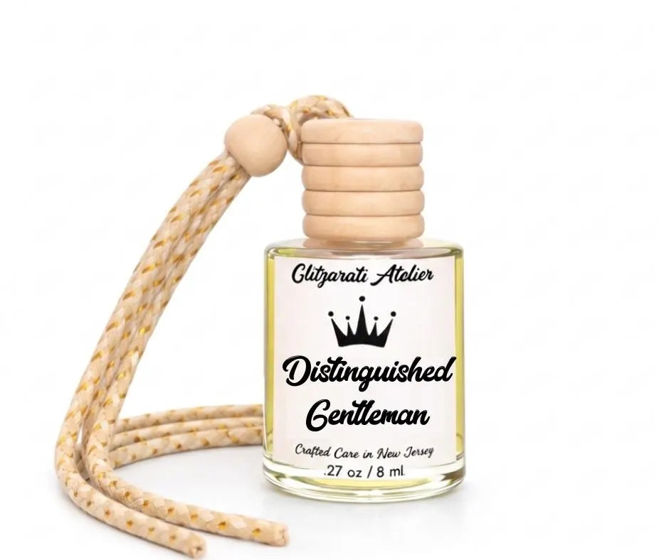 Distinguished Gentleman | Luxe Hanging Car Diffuser | Fresh Citrus & Warm Musk | Refillable Glass Freshener