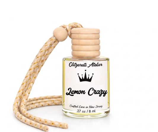 Lemon Crazy | Luxe Hanging Car Diffuser | Lemon Peel, Lime & Bergamot | Refillable Glass Freshener